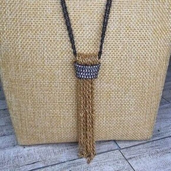 stella & dot Windsor Pavel Tassel Long Chain Necklace 30"L Fringe Drop: 4"L - Picture 2 of 6